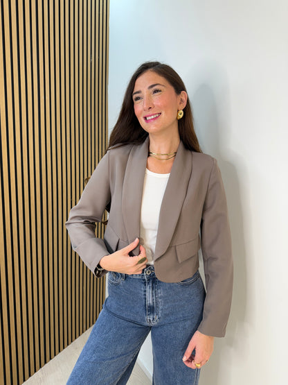 Iria Taupe Cropped Blazer