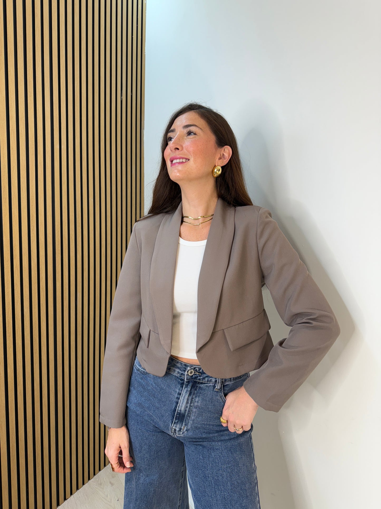 Iria Taupe Cropped Blazer