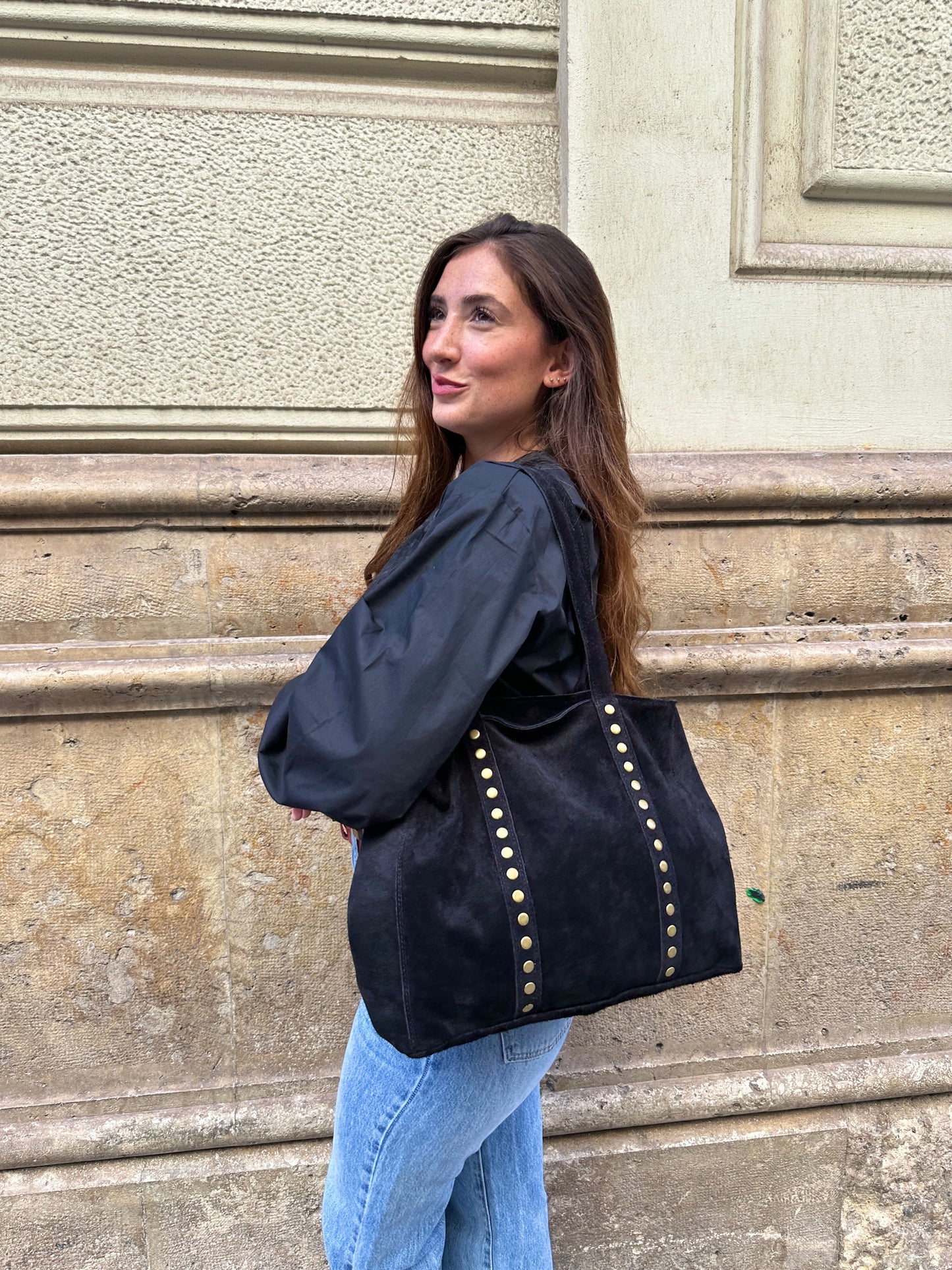 Bolso Piel Ante Shopper NEGRO ÚNICO