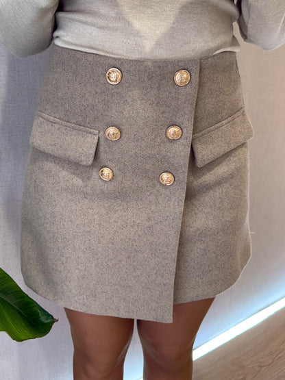 Vallivana Skirt Gold Buttons Beige