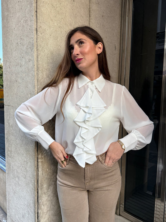 Blusa volante Inés blanca