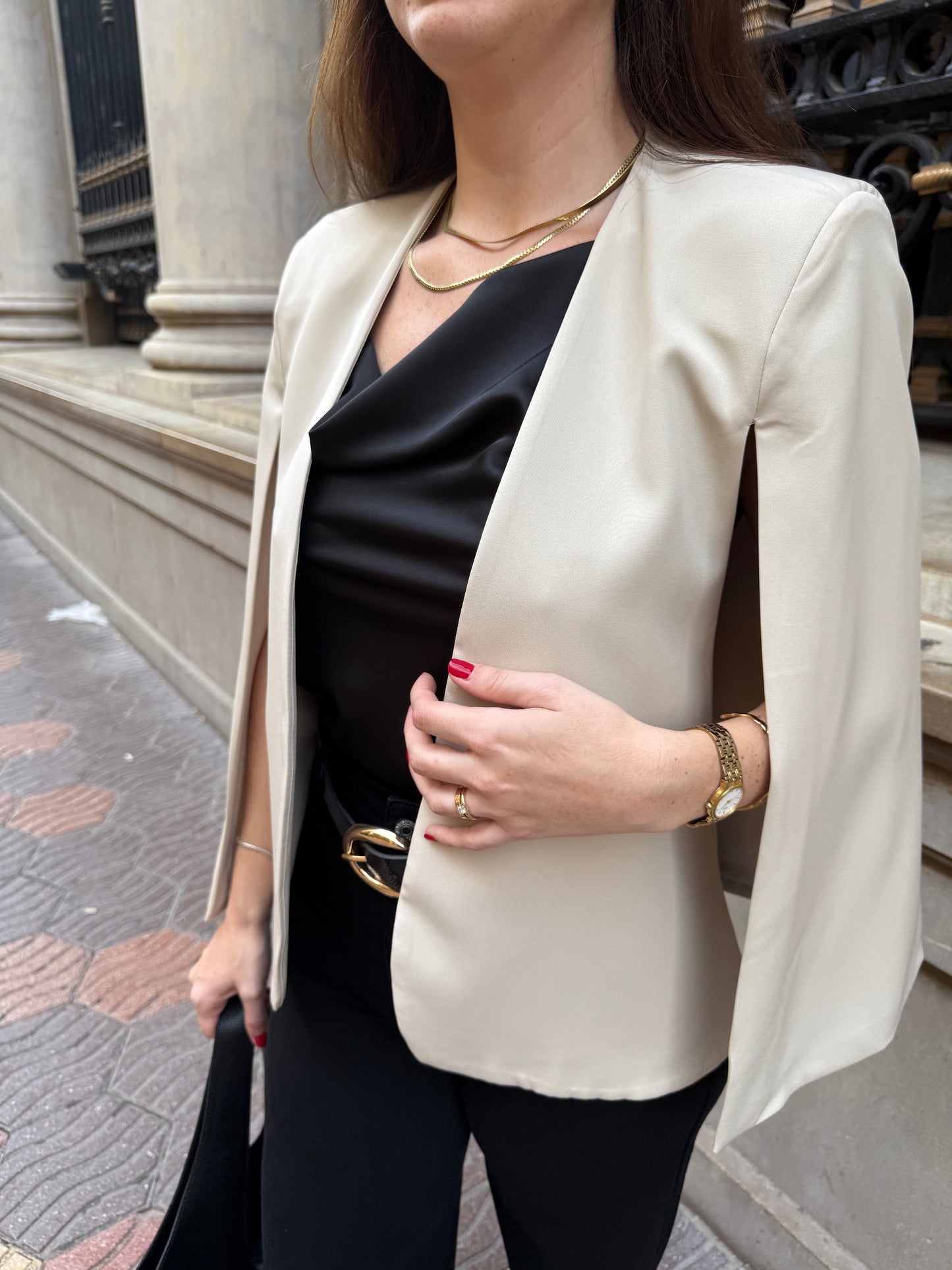 Beige Cape Blazer