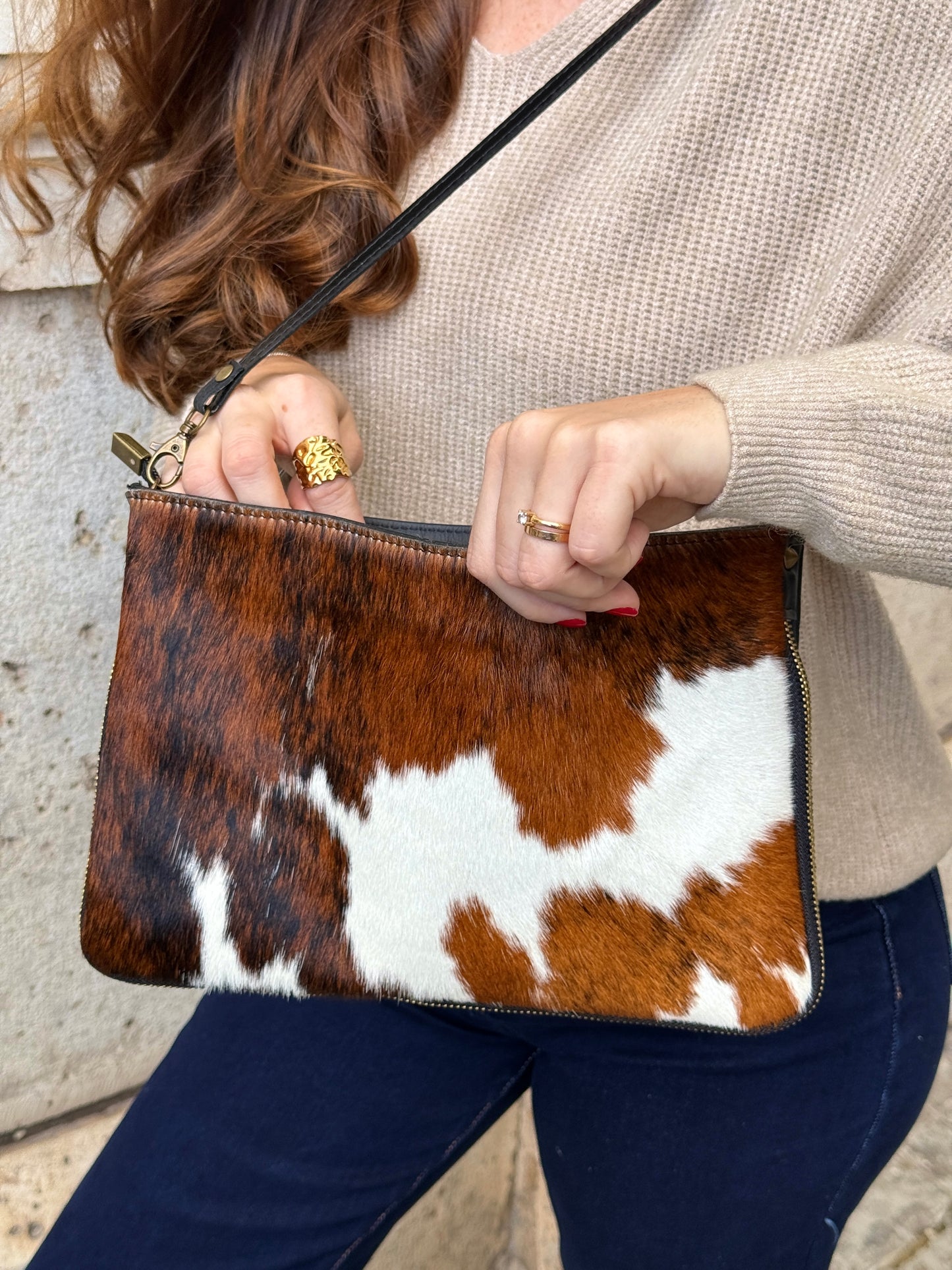 Elena Cow Print Leather Crossbody Bag