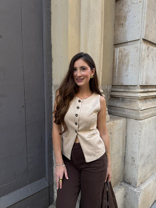 Beige Suede Vest