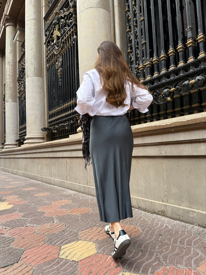 Gray Satin Skirt