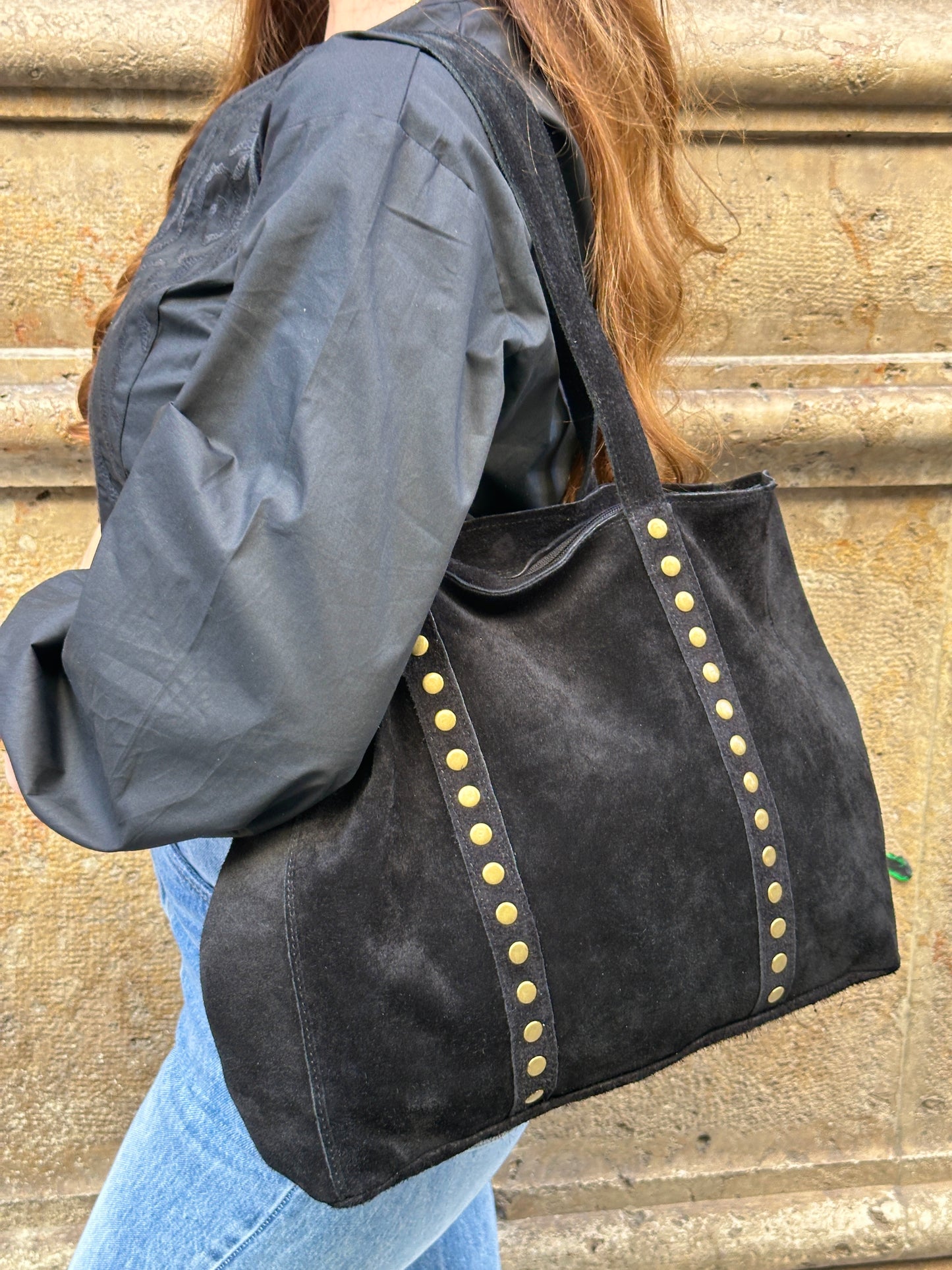 Bolso Piel Ante Shopper NEGRO ÚNICO