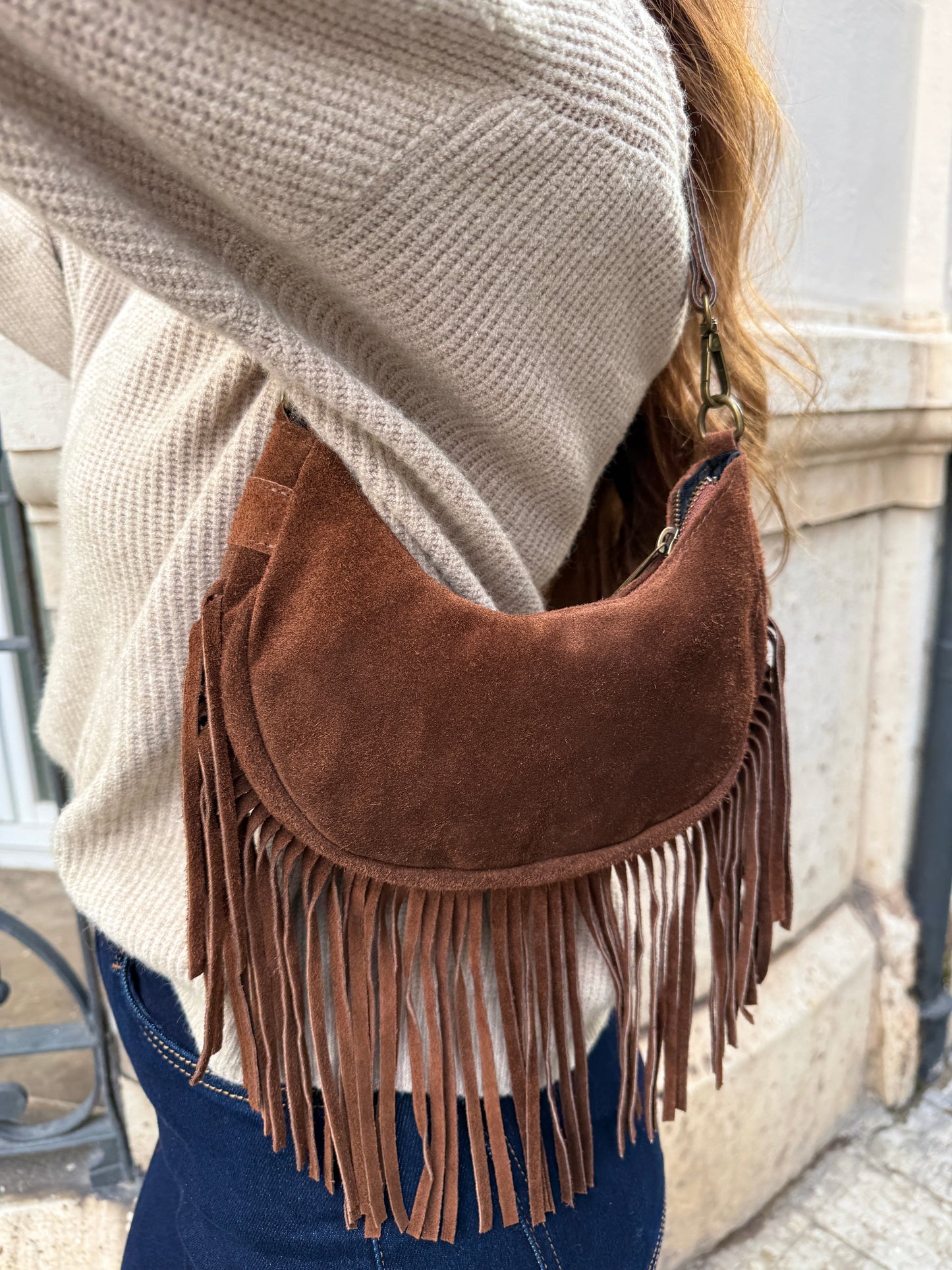 Margot Suede Leather Bag with Fringe