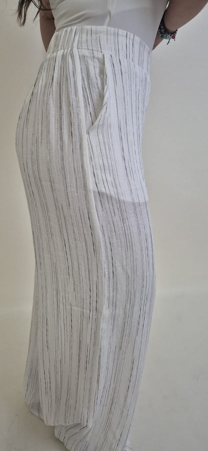 Pantalón de rayas Ana blanco